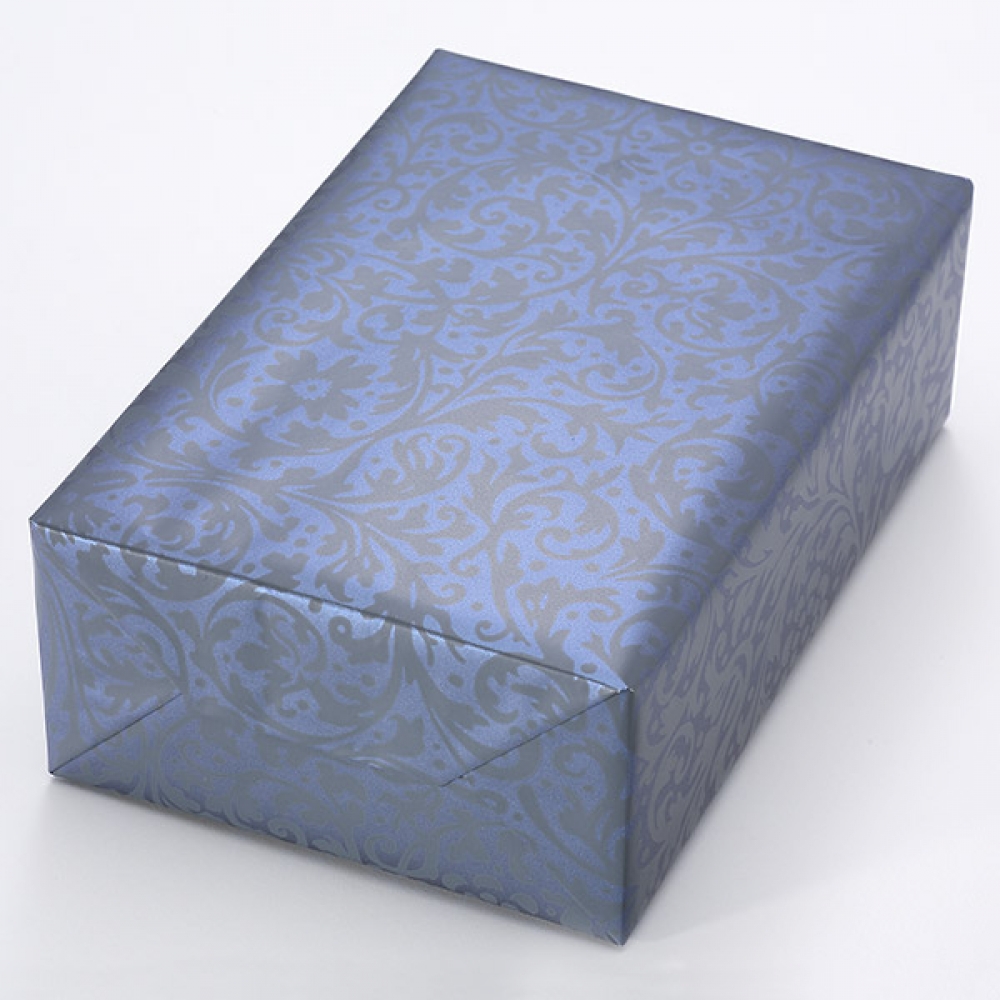 Inpakpapier blauw damask